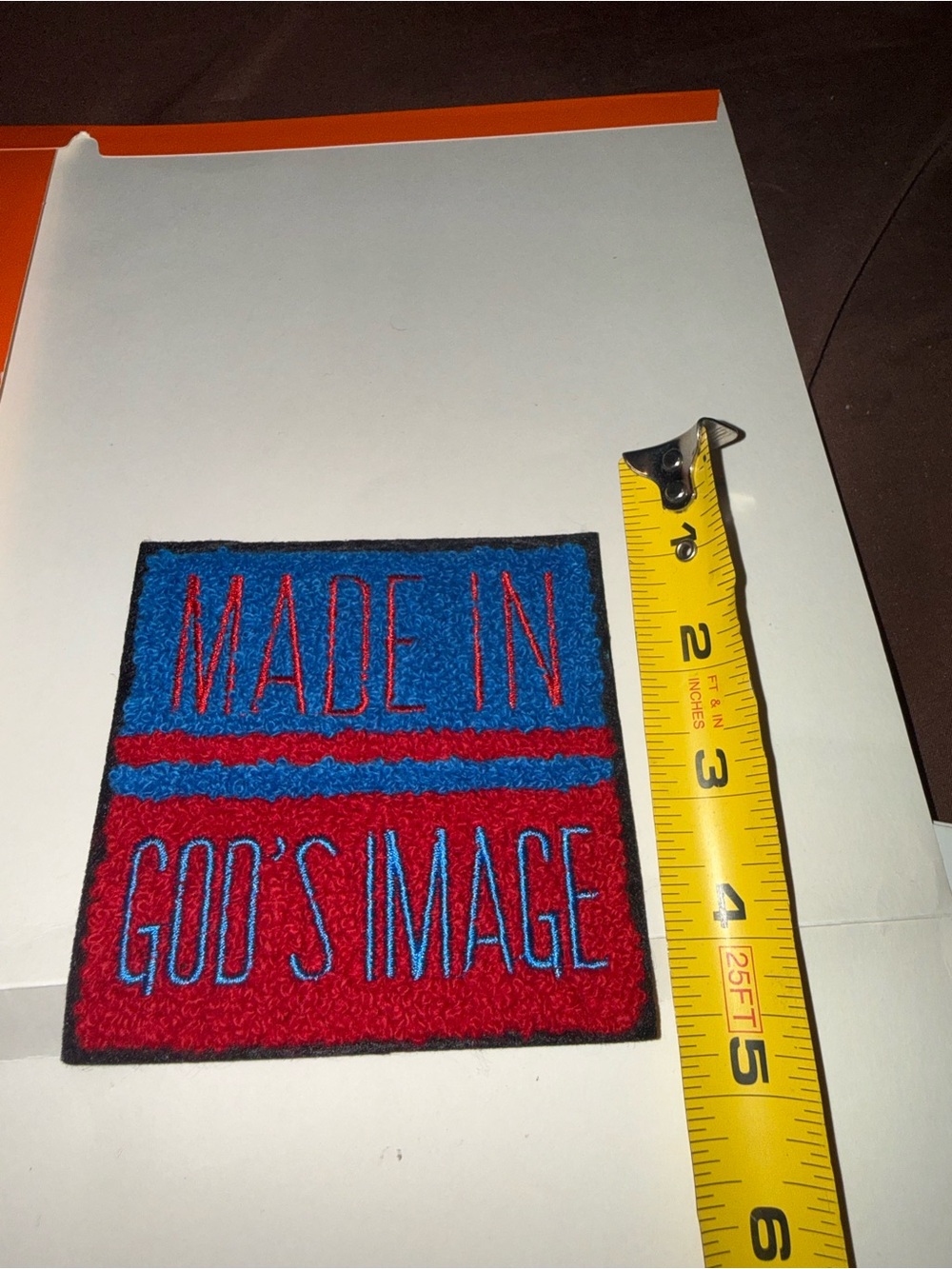 Made In God's Image Embroidered Patch - Blue & Red